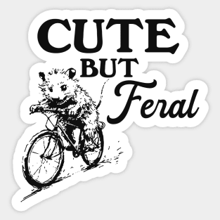 Cute But Feral Possum On A Bike Shirt, funny possum meme Sticker